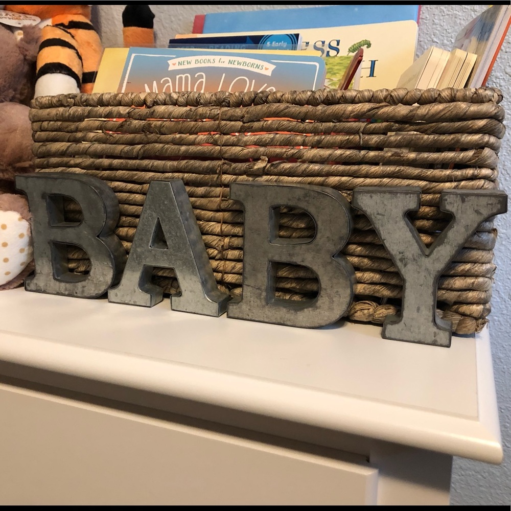 Silver Metal Tin Letters BABY